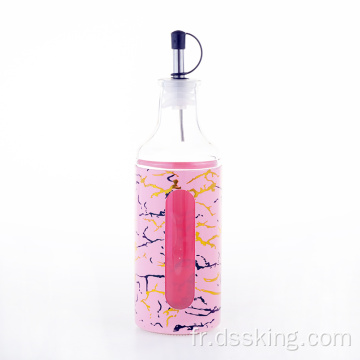 bouteille d'huile en verre en plastique en marbre rose